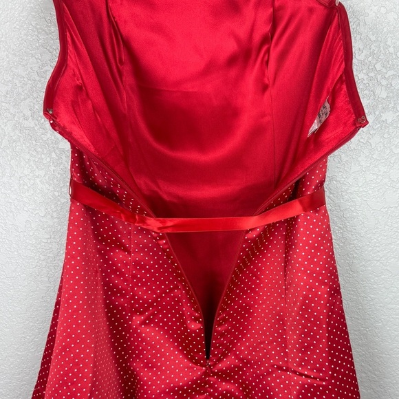Jessica McClintock Gunne Sax Vintage Strapless Red Polka Dot Corset Dress 11/12 - Picture 7 of 9